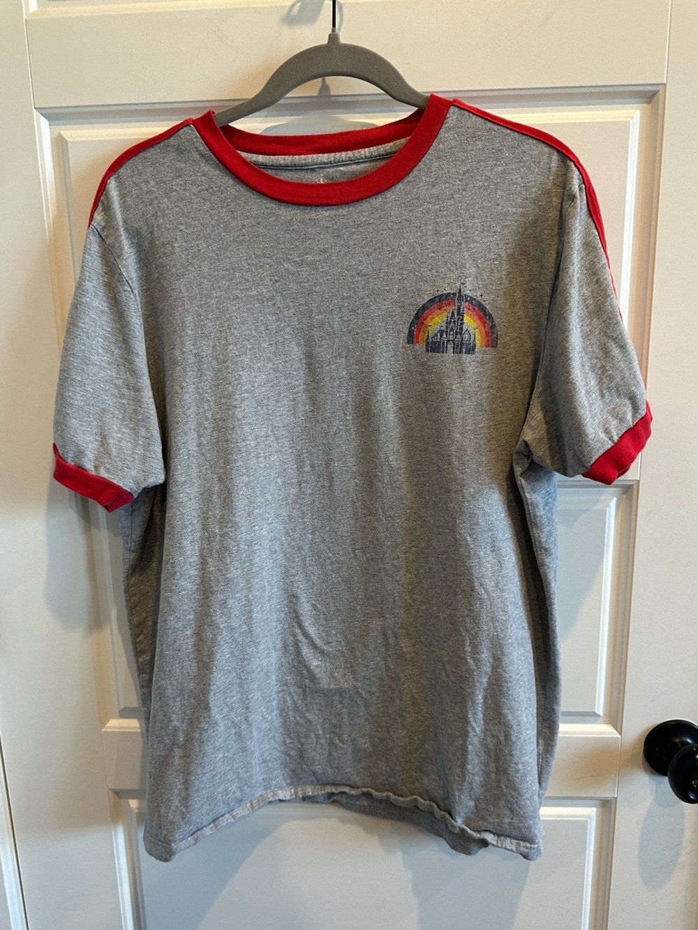 Disney Parks Large Walt Disney World 1971 Ringer Rainbow Retro Graphic T-Shirt